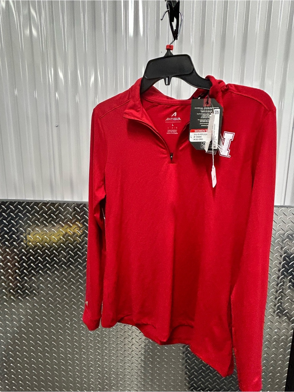 Antigua Red Men's Quarter-Zip Pullover with 'N' Logo